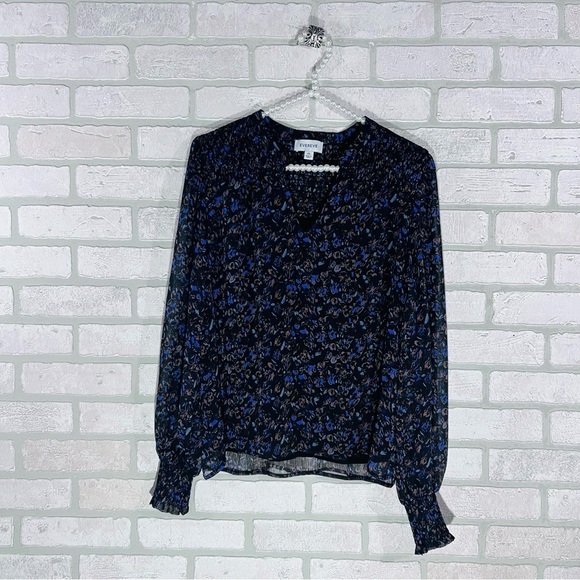 Evereve Petra Floral Print Long Sleeve Blouse in Plummulti Size XS - Picture 5 of 11